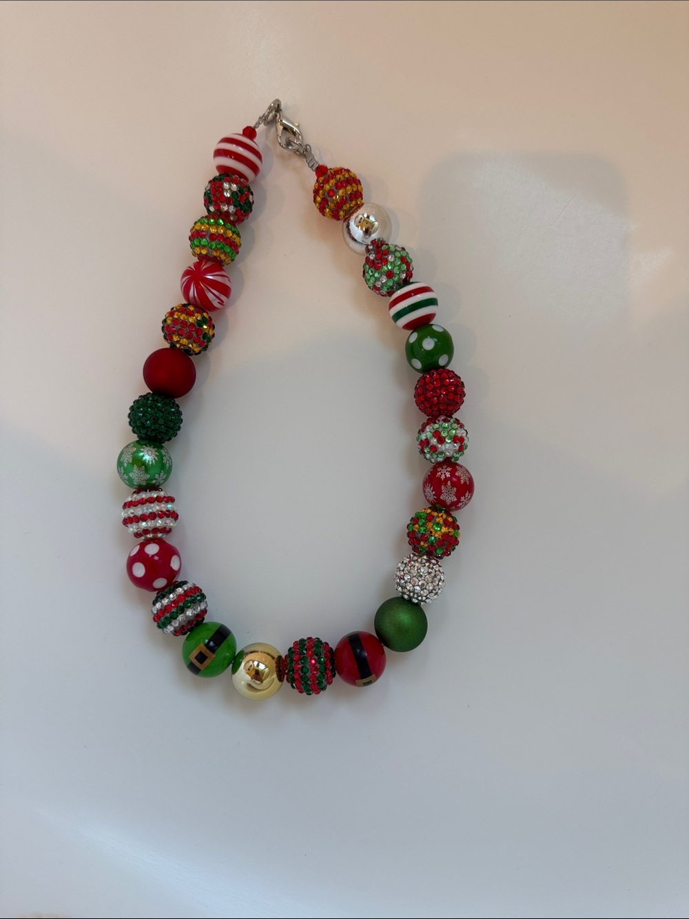 Holiday Bead Statement Necklace - Red & Green